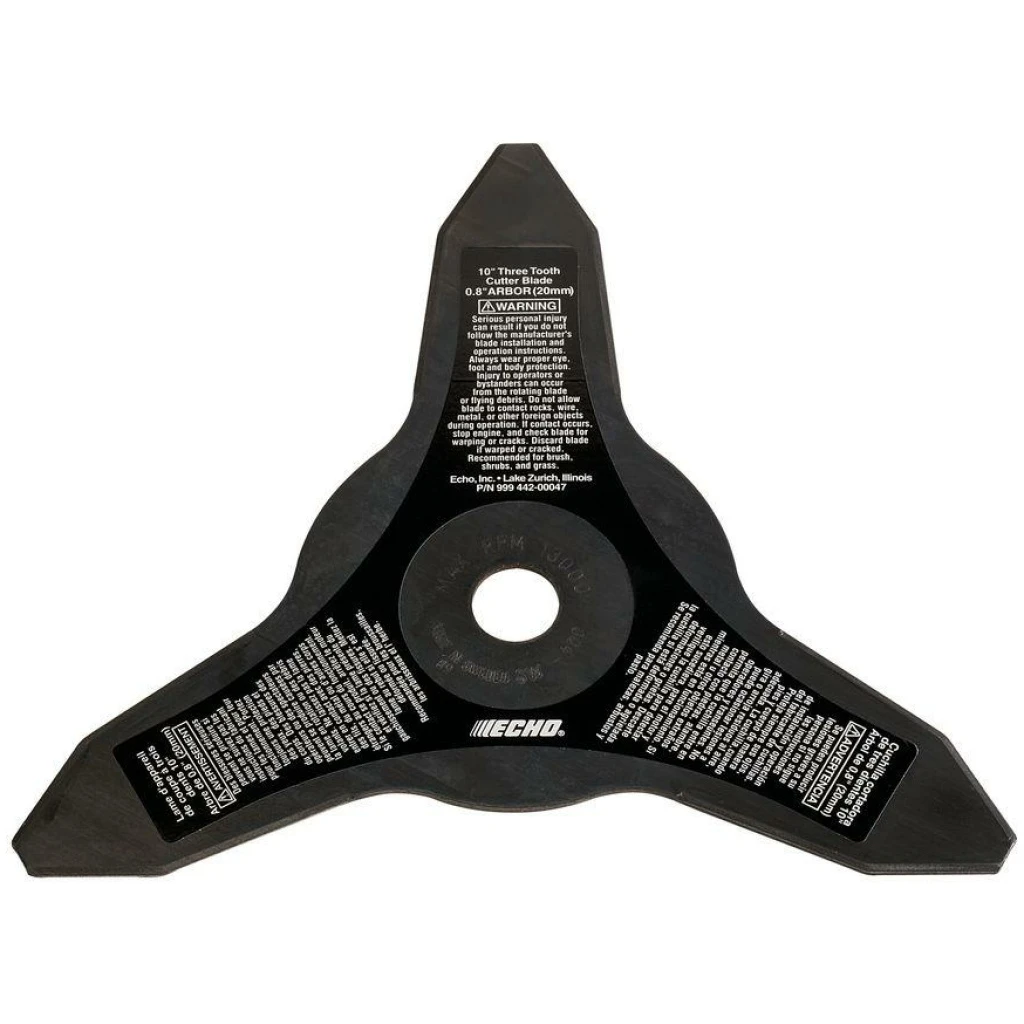 ECHO 10" 3-Tooth Grass & Weed Blade 25mm Arbor Size #99944200048 3 ECHO 10" 3-Tooth Grass & Weed Blade 25mm Arbor Size #99944200048